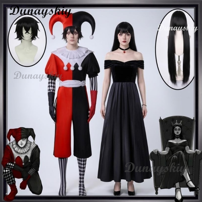 Anime Cosplay Couple - Elegant Long Black Satin Wedding Cos